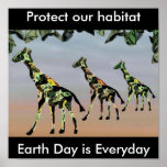 Giraffe Family Habitat Poster