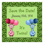Giraffe Fraternal Twins Baby Shower Save the Date Invitations