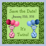 Giraffe Fraternal Twins Baby Shower Save the Date invitations