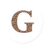 Giraffe G Round Stickers