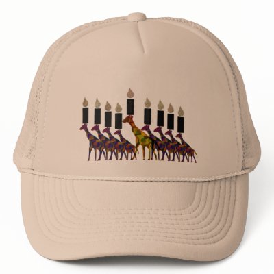 Giraffe Hannukah Menorah Trucker Hats by Coconutzoo