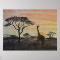Giraffe in African Sunset