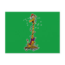 Giraffe in lights on sled post card