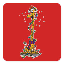 Giraffe in lights on sled sticker
