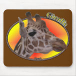 Giraffe in oval mouse pad