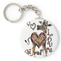 GIRAFFE LOVE BLOWING SMOKE RING HEARTS AND KISSES KEYCHAINS