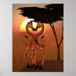 Giraffe Love Poster