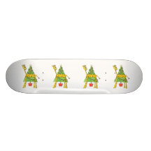 Giraffe, Monkey and Christmas Tree. Custom Skateboard