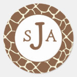 Giraffe Monogram Label   (#LABL 016) Round Stickers