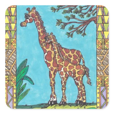Giraffe Mum and Baby stickers by kewzoo
