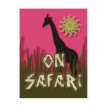 Giraffe on safari postcards - pink