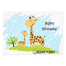 Giraffe Organic Planet Baby Shower Invitaitions Invitations