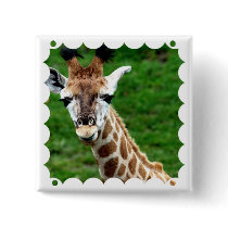 Giraffe Photo Square Pin