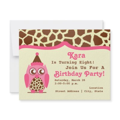 Giraffe & Pink Owl Birthday Party Invite by JillsPaperie