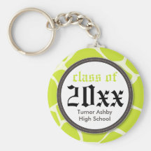 Giraffe Print Customized Graduation Keychain lime