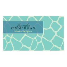 Giraffe Print Designer Business Card :: Aqua