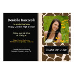 GIRAFFE PRINT GRADUATION ANNOUNCEMENT Black/Cream invitations
