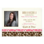 GIRAFFE PRINT GRADUATION ANNOUNCEMENT Pink/Brown invitations