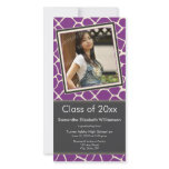 Giraffe Print Graduation Photo Announcement purple Personalized Photo Card