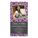 Giraffe Print Graduation Photo Announcement purple Personalized Photo Card