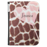 Giraffe Print Heart Kindle Folio Case