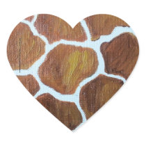 Giraffe Print original painting Heart Stickers