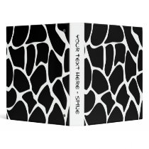Giraffe Print Pattern. Animal Print Design, Black Vinyl Binder