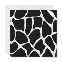 Giraffe Print Pattern. Animal Print Design, Black Custom Invitations