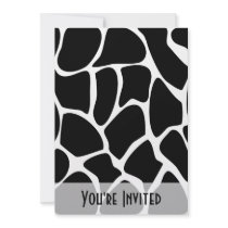 Giraffe Print Pattern. Animal Print Design, Black Custom Invite