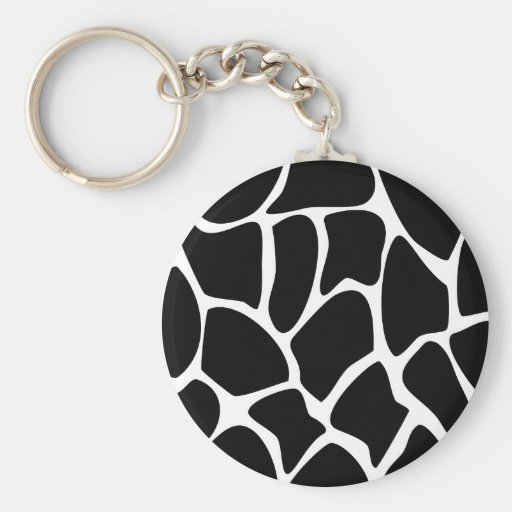 Giraffe Print Pattern. Animal Print Design, Black Keychains
