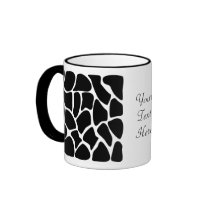 Giraffe Print Pattern. Animal Print Design, Black Mugs