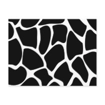 Giraffe Print Pattern. Animal Print Design, Black Postcard