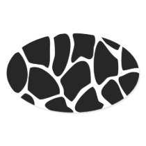 Giraffe Print Pattern. Animal Print Design, Black Oval Sticker