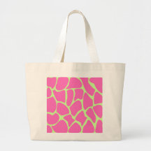 Giraffe Print Pattern, Bright Pink and Lime Green Bags