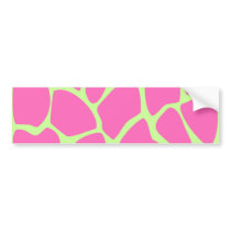 Giraffe Print Pattern, Bright Pink and Lime Green Bumper Stickers