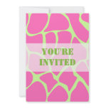 Giraffe Print Pattern, Bright Pink and Lime Green Personalized Announcements