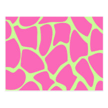 Giraffe Print Pattern, Bright Pink and Lime Green Post Cards