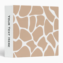 Giraffe Print Pattern in Beige. 3 Ring Binders