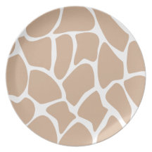 Giraffe Print Pattern in Beige. Dinner Plates