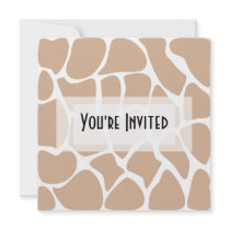 Giraffe Print Pattern in Beige. Personalized Invitations