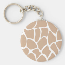 Giraffe Print Pattern in Beige. Keychains