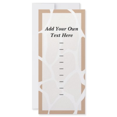 Giraffe Print Pattern in Beige. Rack Card Design by Graphics_By_Metarla