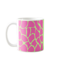 Giraffe Print Pattern in Bright Pink and Green. Coffee Mug