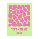 Giraffe Print Pattern in Bright Pink and Green. Postcard