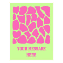 Giraffe Print Pattern in Bright Pink and Green. Postcard
