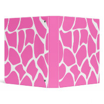 Giraffe Print Pattern in Bright Pink. 3 Ring Binders