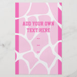 Giraffe Print Pattern in Bright Pink. Personalized Flyer