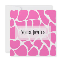 Giraffe Print Pattern in Bright Pink. Personalized Invitation