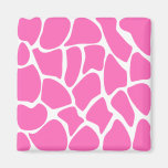 Giraffe Print Pattern in Bright Pink. Fridge Magnet