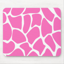 Giraffe Print Pattern in Bright Pink. Mouse Pads